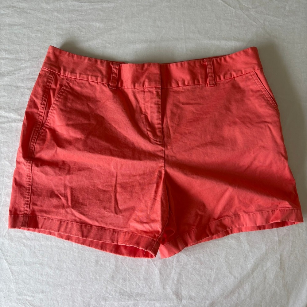 Vineyard Vines Womens Chino Shorts Coral Pink Stretch Cotton Size 14 Preppy